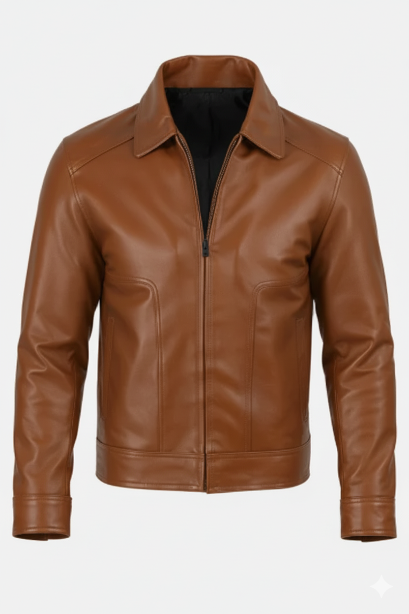 Classic Camel Brown Leather Jacket