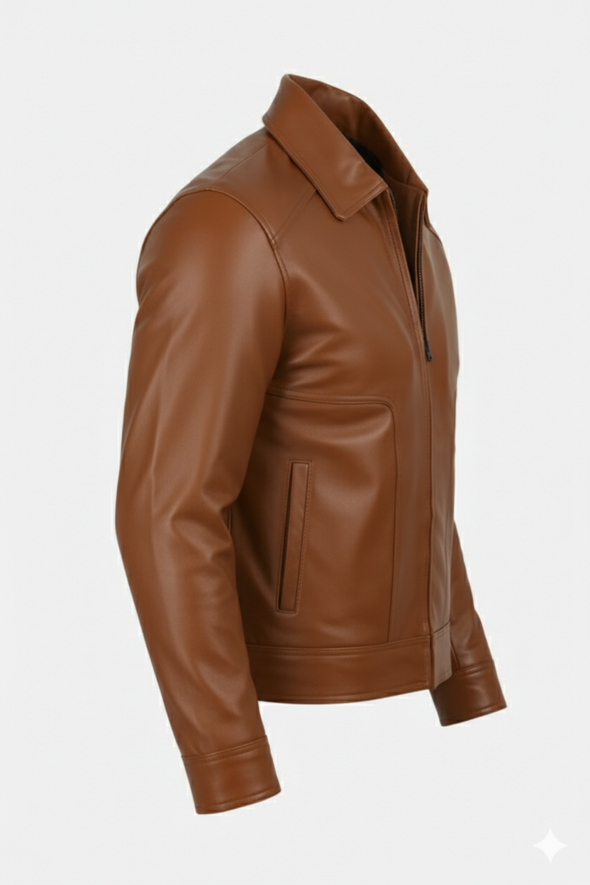 Classic Camel Brown Leather Jacket