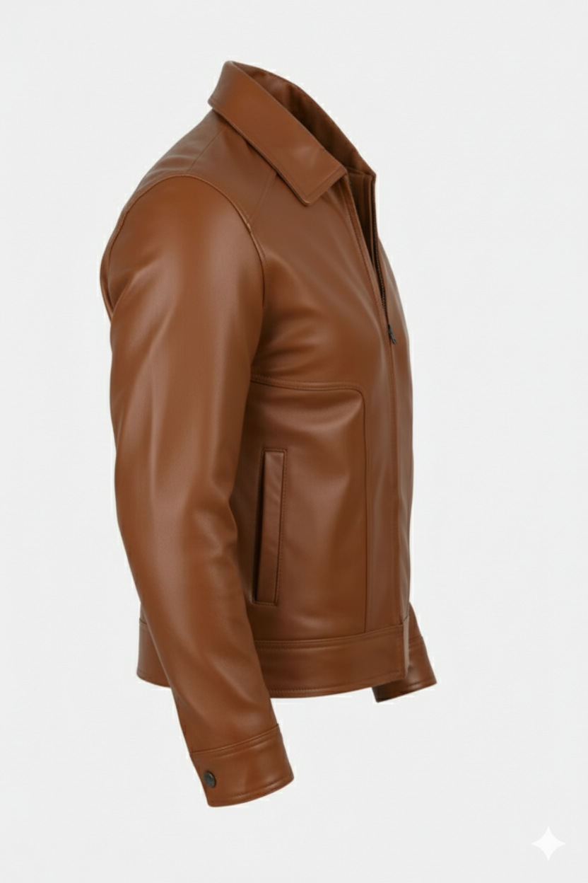 Classic Camel Brown Leather Jacket