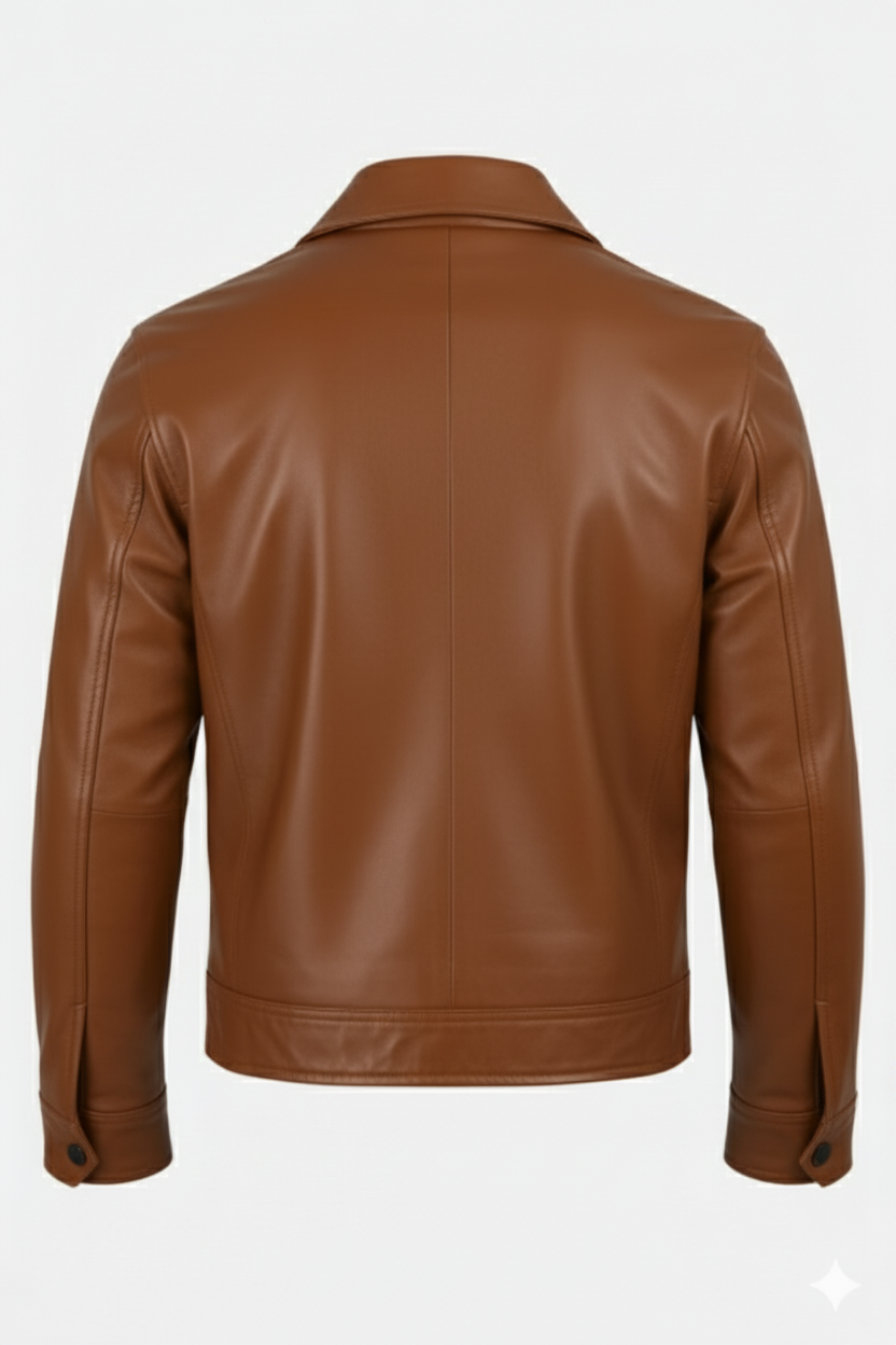 Classic Camel Brown Leather Jacket